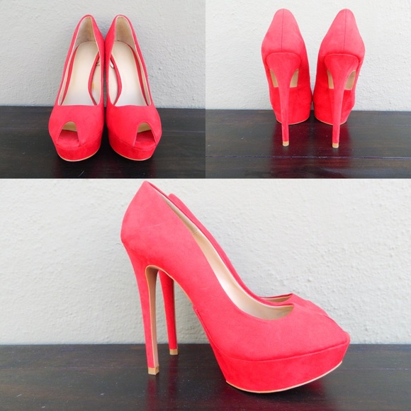 Zara red suede heals