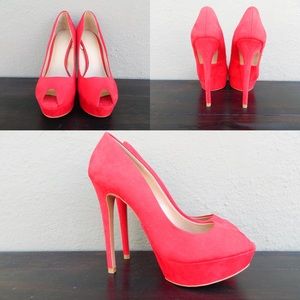 Zara red suede heals