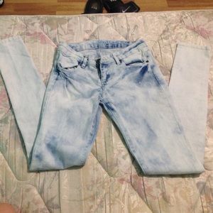 Sky colored skinny jeans