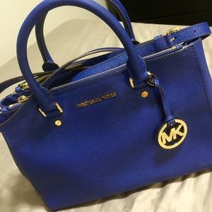 Blue Michael Kors Large Sutton Satchel