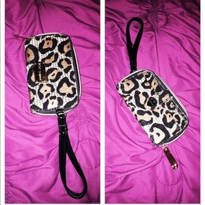Betsy Johnson cheetah print wallet w/ wrist strap