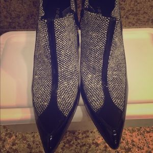 Ankle black/white fabric Boots