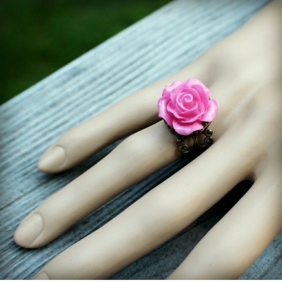 AURORA CO. Pink Rose Ring - Adjustable - Picture 2 of 2