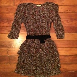 Sandro Ruffled Floral Print Dress