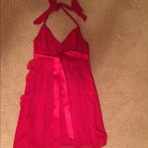 Red halter dress