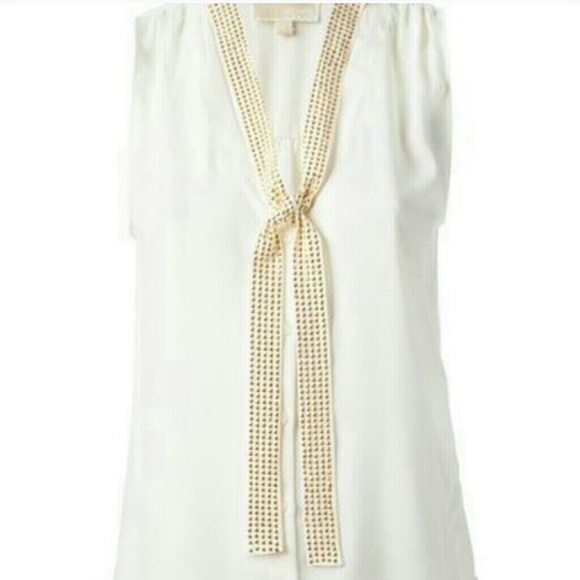 Michael Kors creme studded tie blouse - Picture 3 of 3