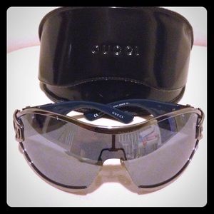 Authentic Gucci silver and blue sunglasses