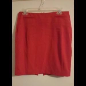 Red knee length skirt