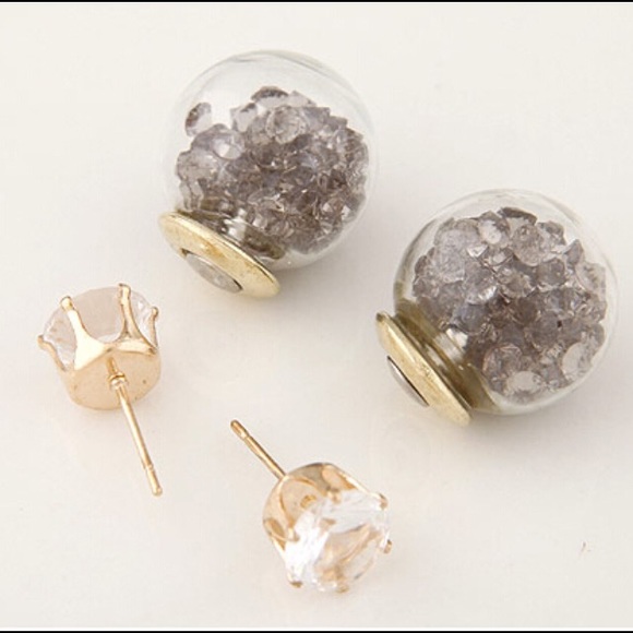 Rhinestone Hourglass Double Sided Earrings - Picture 3 of 4