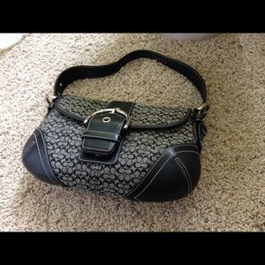 Black/White/Gray Coach Signature Soho Bag/Purse
