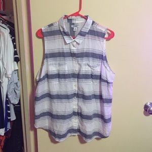 Stripped button tank top
