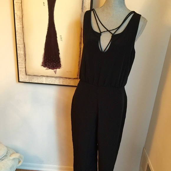 Zara Other - Zara Black Crossed Strap Jumpsuit Size Med