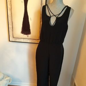 Zara Black Crossed Strap Jumpsuit Size Med