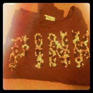 Pink Victoria secret Cheetah print sweater sweatsh