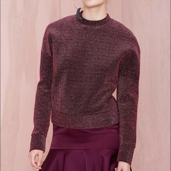 NWTNasty Gal Spark Up Sweatshirt Burgundy Plum Red