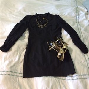 Black Long Sleeved Dress with Chiffon Sleeves