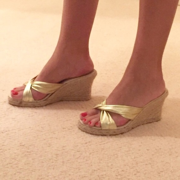 russell and bromley gold wedges