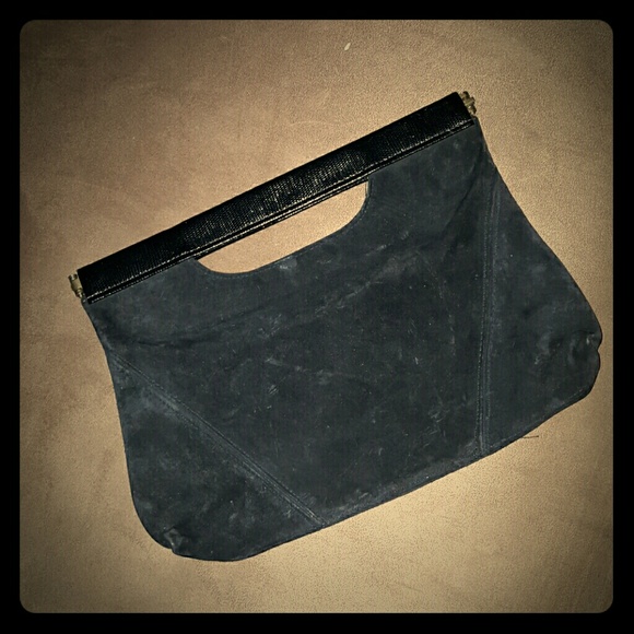 Vintage Black Suede Large Clutch (NWOT)