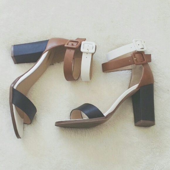 Shoes - Strappy colorblock heeled sandals