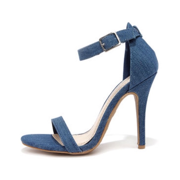Anne Michelle Shoes - 🌿HP🌿🆕 Blue Denim Single Strap Heels