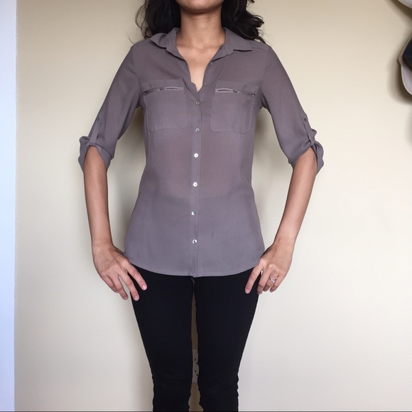 H&M Taupe Button Down Shirt