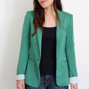 Zara Blazer with Roll-Up Cuff in Emerald Green