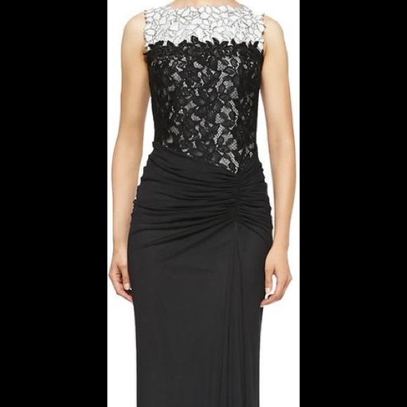 Tadashi Shoji Sleeveless Lace Draped Gown