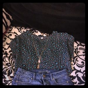 Blue and grey silky cheetah shirt