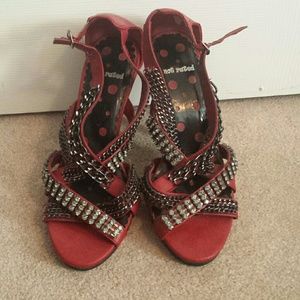 Edgy strappy-jewled heels