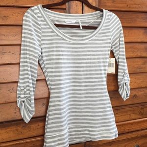 NWT Guess striped gray and white top XS
