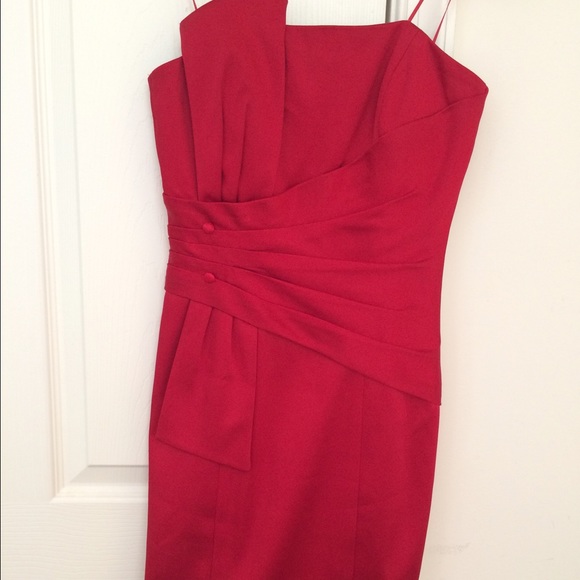 Red satin dress