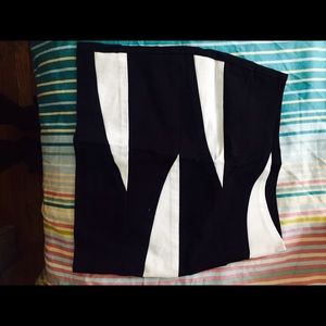 A black and white mini pencil skirt