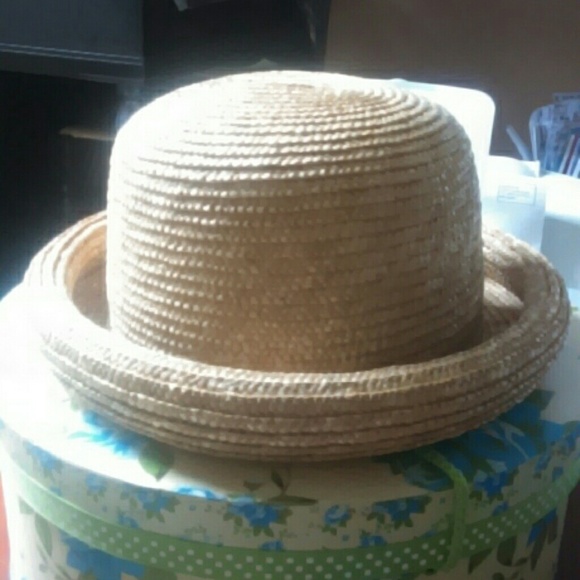 Vintage Bowler Style Straw Hat