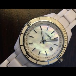 White Fossil watch