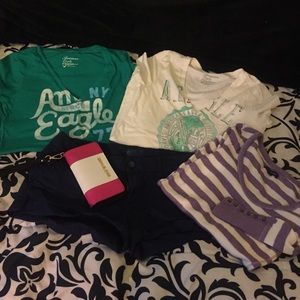 American Eagle v-neck tees and thermal