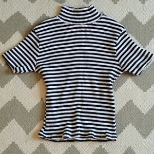 Cropped turtle neck waffle shirt