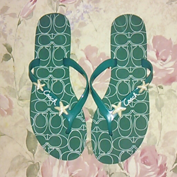 Coach Starfish Cortez teal flip flops sz8 - Picture 1 of 3