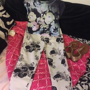 Awesome black and white floral jeans