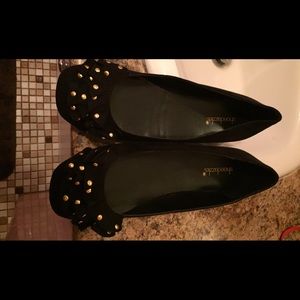 Shoe Dazzle ruffled gold-studded flats - Size 11