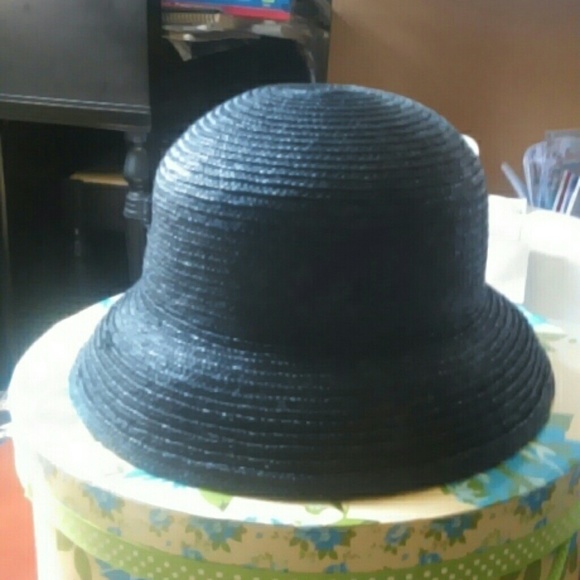 Vintage Navy Blue Straw Hat - Picture 4 of 4