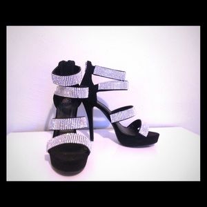 Black rhinestone heels