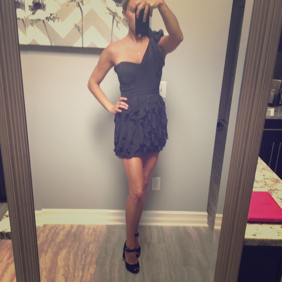 French Connection Dresses & Skirts - black ruffle dress party dress one shoulder hot