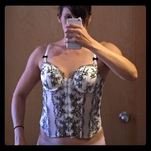 Victorias Secret black & white lace corset