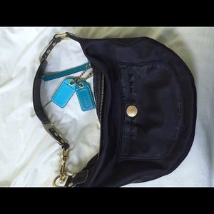 Authentic black satin coach purse