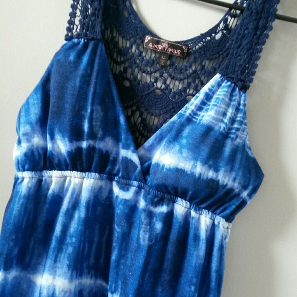 Blue tie dye hi low maxi dress