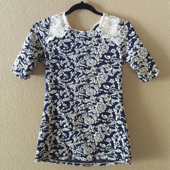 Anthropologie Tops - anthro sundays in brooklyn blue + white lace top