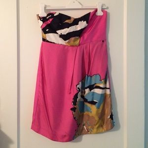 Tibi silk print cocktail dress.