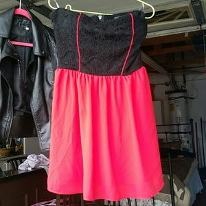 Red and black tube top dress