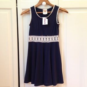 Navy blue preppy skater dress