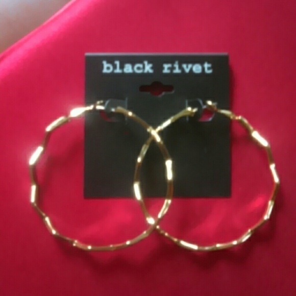 High polished gold hoop earrings - Picture 1 of 3